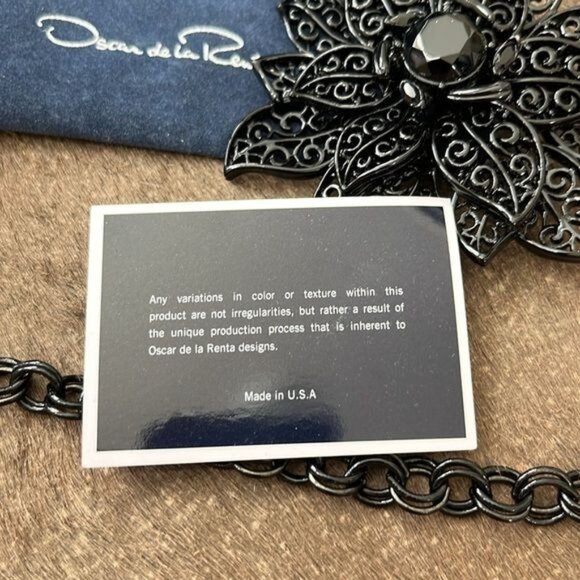 Oscar de la Renta Chain Rhinestone Brooch Belt Set - Picture 4 of 9